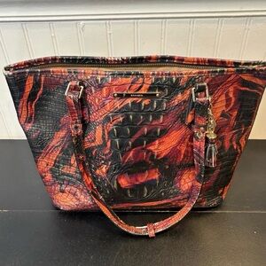 Brahmin Brown Pecan Asher Embossed Shoulder Bag Croc HTF